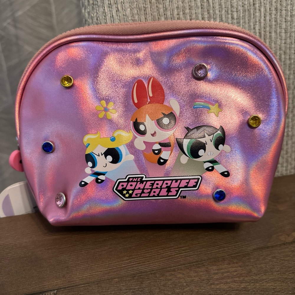NWT Miniso Powerpuff Girls Pink Irridescent Cosmetic Bag‎